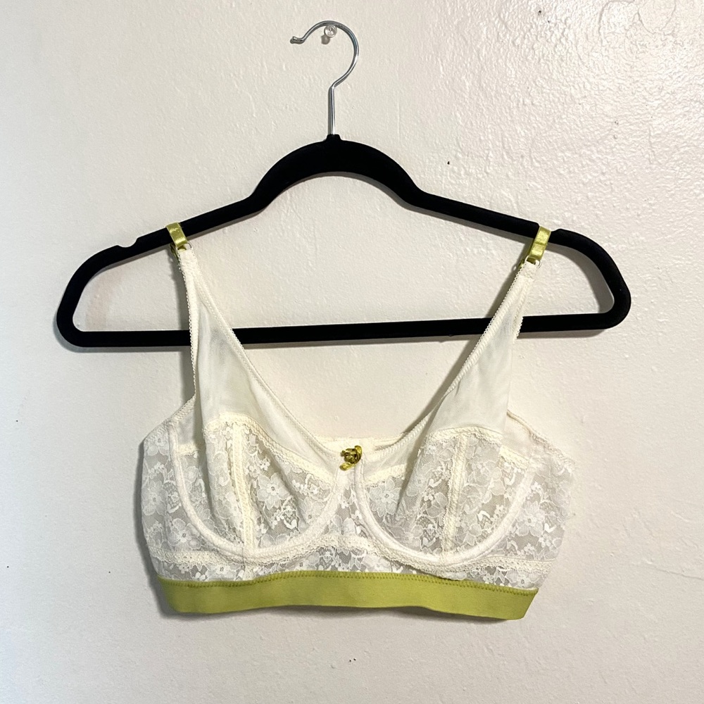 Intimately Free People Lace White/Green Bra Size Large